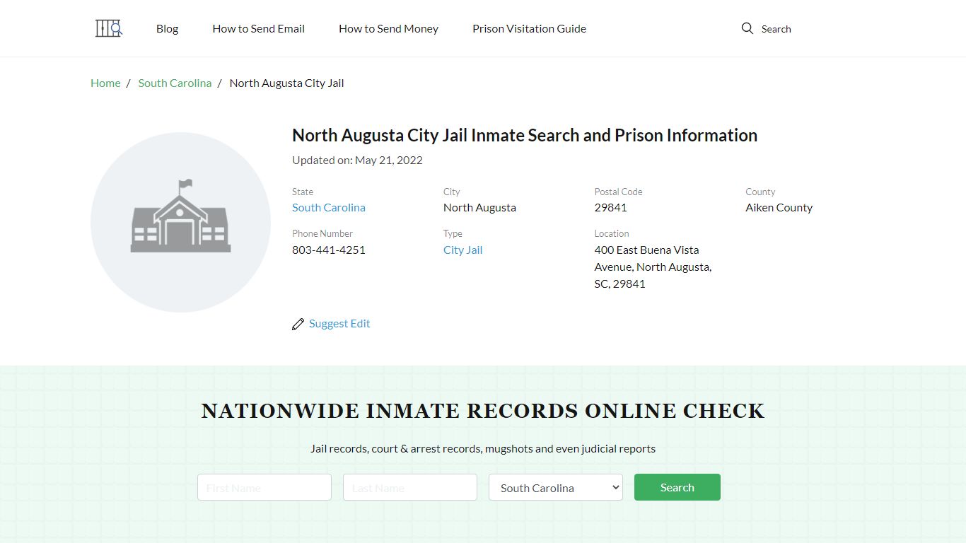 North Augusta City Jail Inmate Search, Visitation, Phone ...